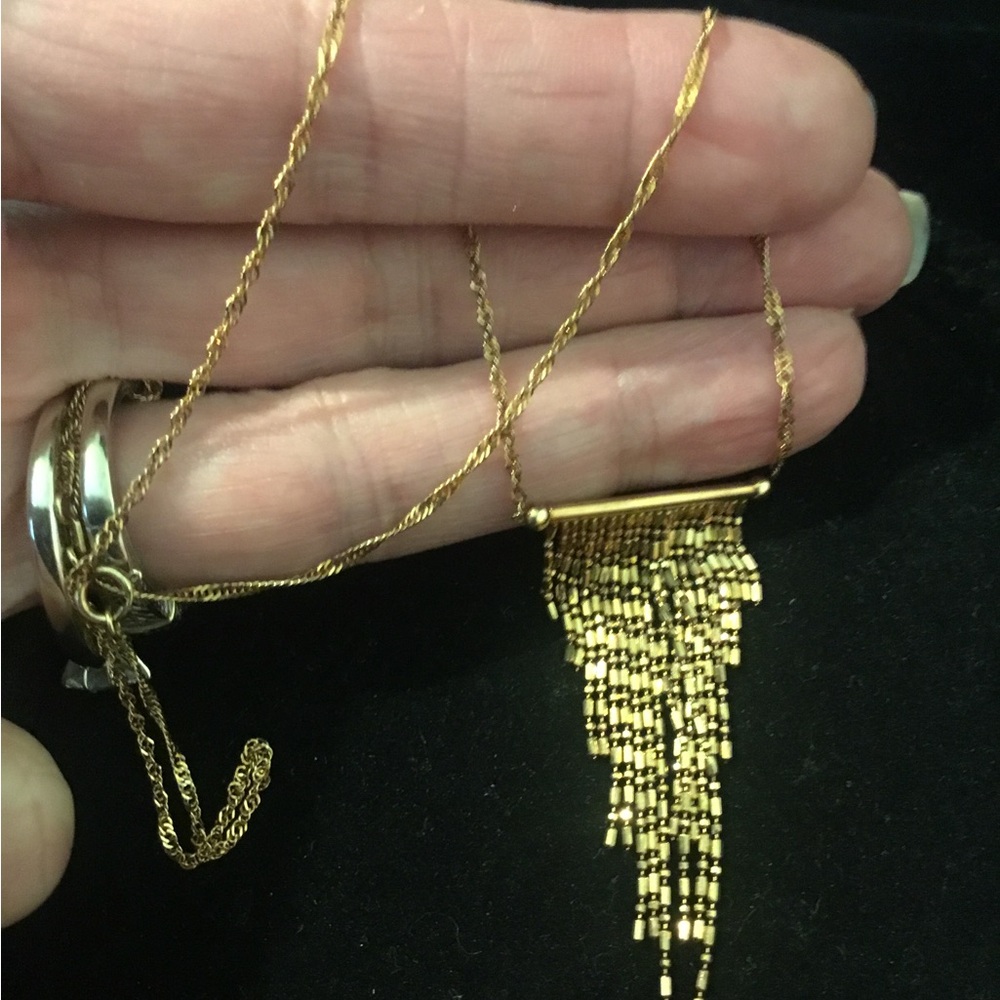 Vintage Solid 10K Rose Gold Waterfall Singapore Necklace